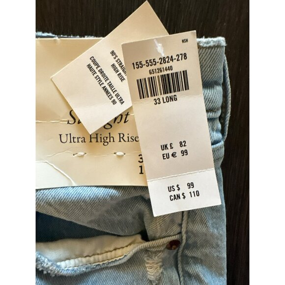 NWT Abercrombie & Fitch The 90's Straight Ultra High Rise Size 33/16L - Picture 9 of 9